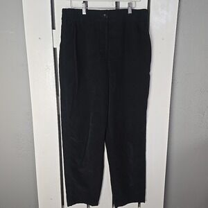 COS Corduroy Straight Leg Trouser Pants 12 Black Elastic Waist Career Minimalist